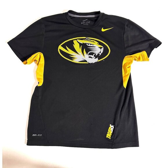 Nike Dri-Fit Missouri Tigers T-Shirt Black/Yellow Large Logo Unisex Men's Size M - Picture 7 of 16